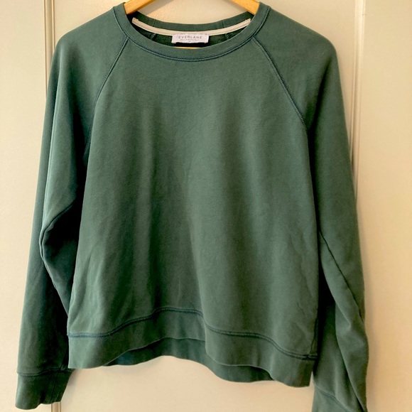 Everlane Tops - Everlane Slim Classic French Terry Crew, Sage (M)